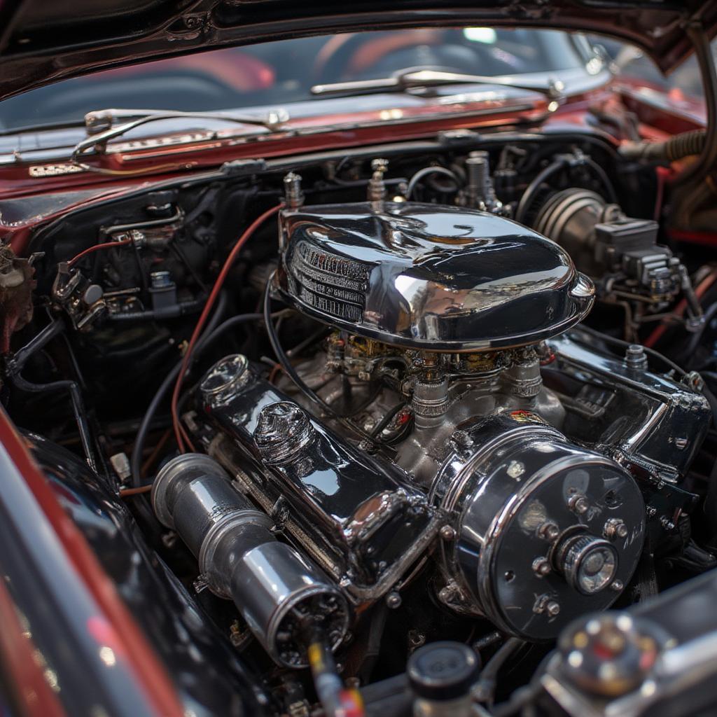 1957 Chevy Bel Air engine bay