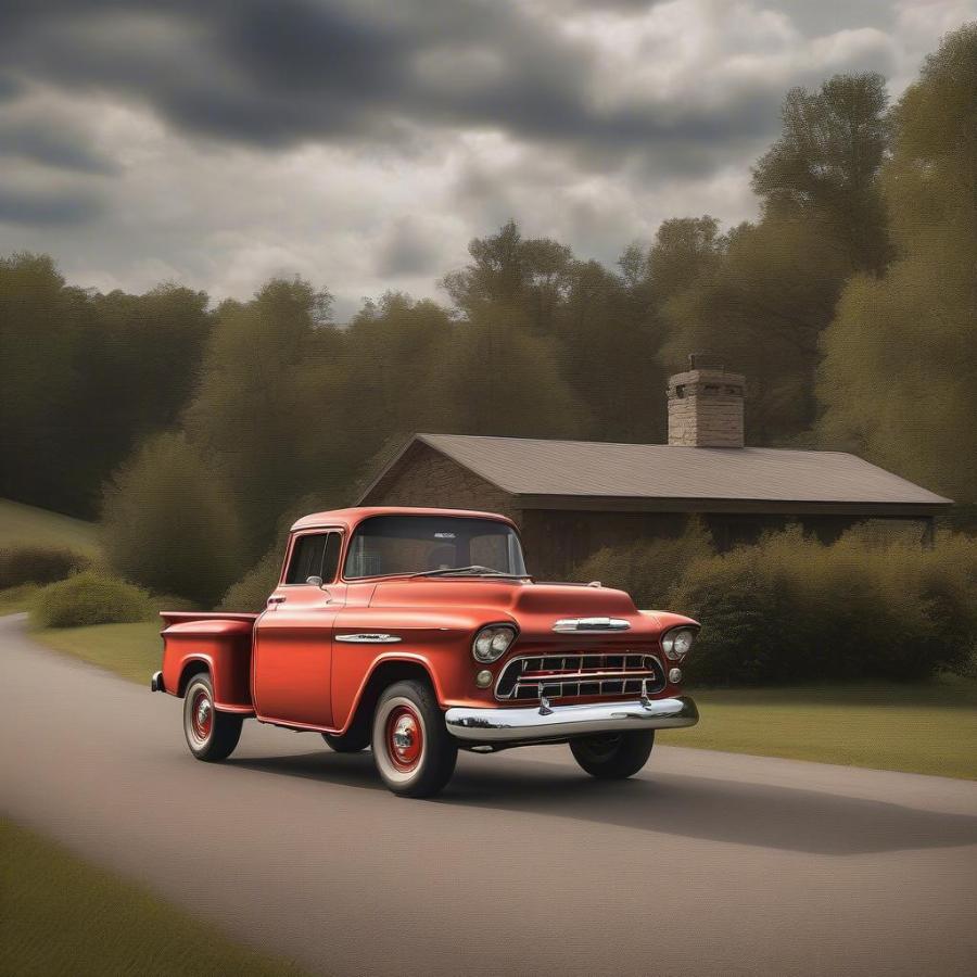 1957 Chevy Truck on a Scenic Road