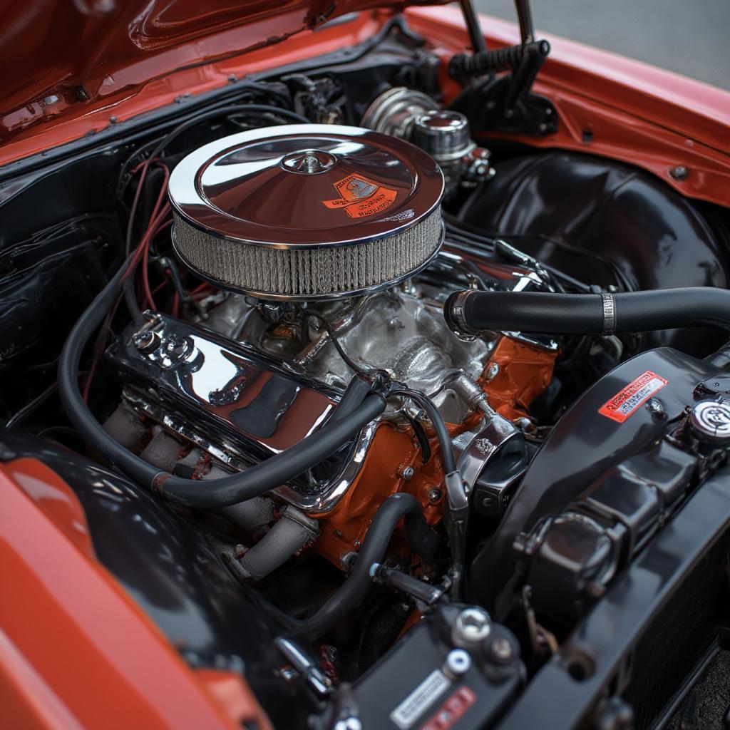 Detailed View of the 396 Big Block Engine in a 1966 Chevelle SS