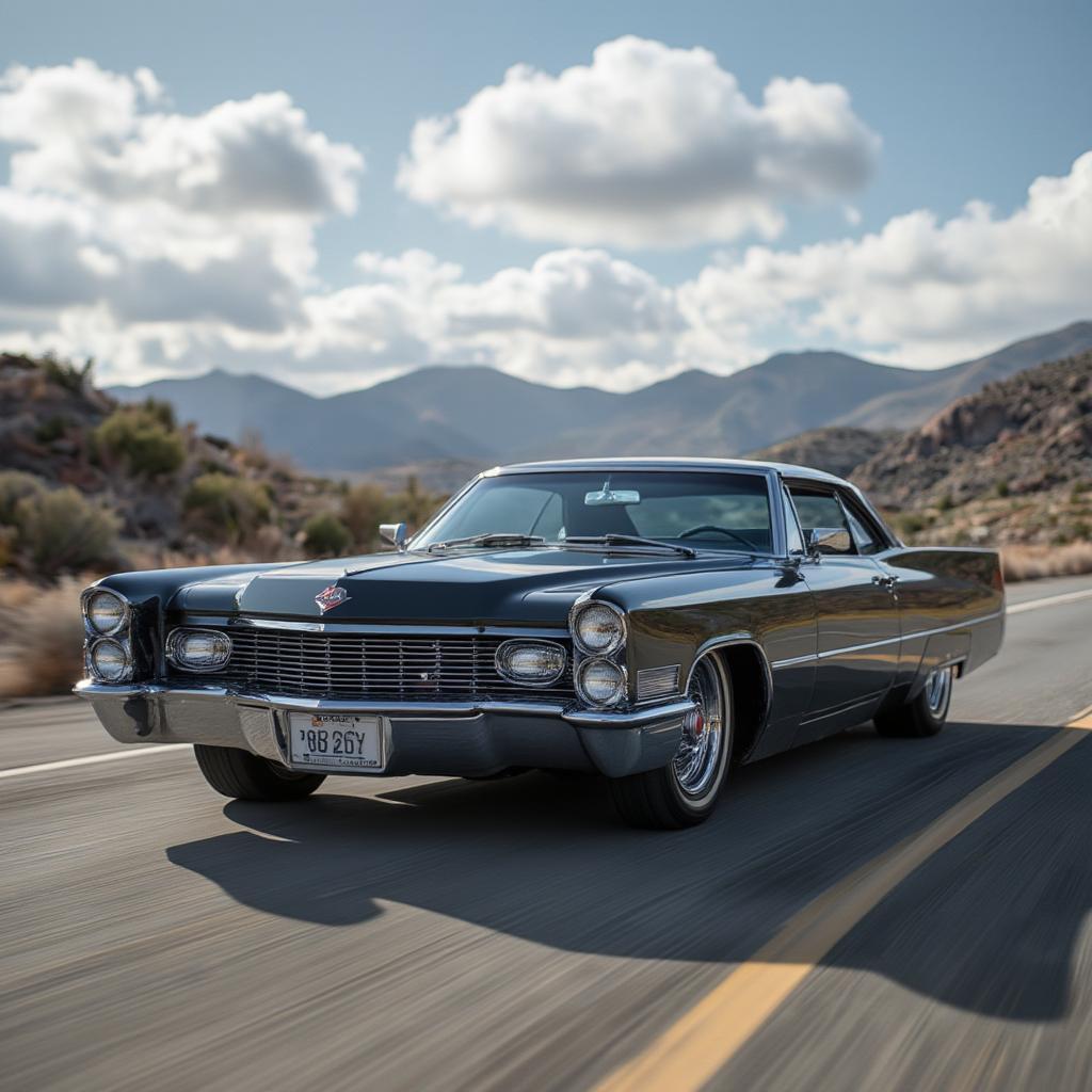 1967 Cadillac DeVille Cruising on Open Road