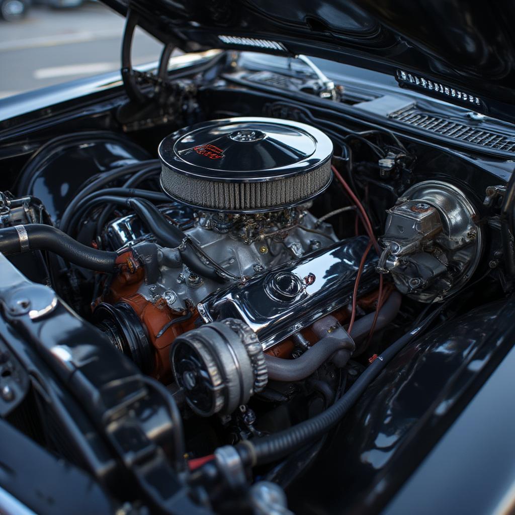 1969 Chevelle SS Engine Bay - Detailed View of the Powerful V8 Engine