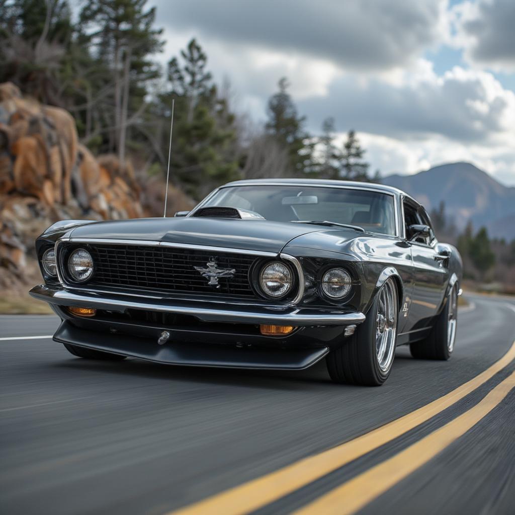 1969 Ford Mustang Mach 1 Boss 429 Driving on Open Road