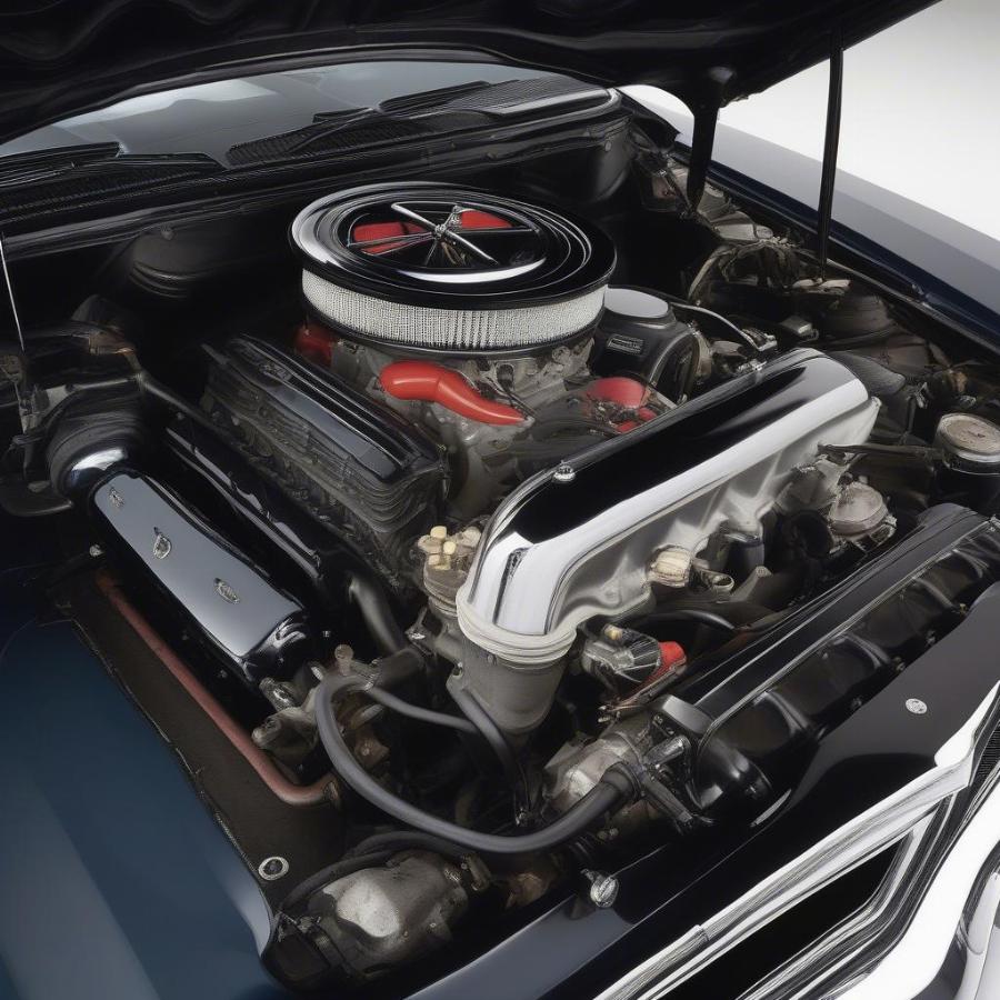 Detailed View of the 1969 GTO Engine Bay Showing the Ram Air IV Setup