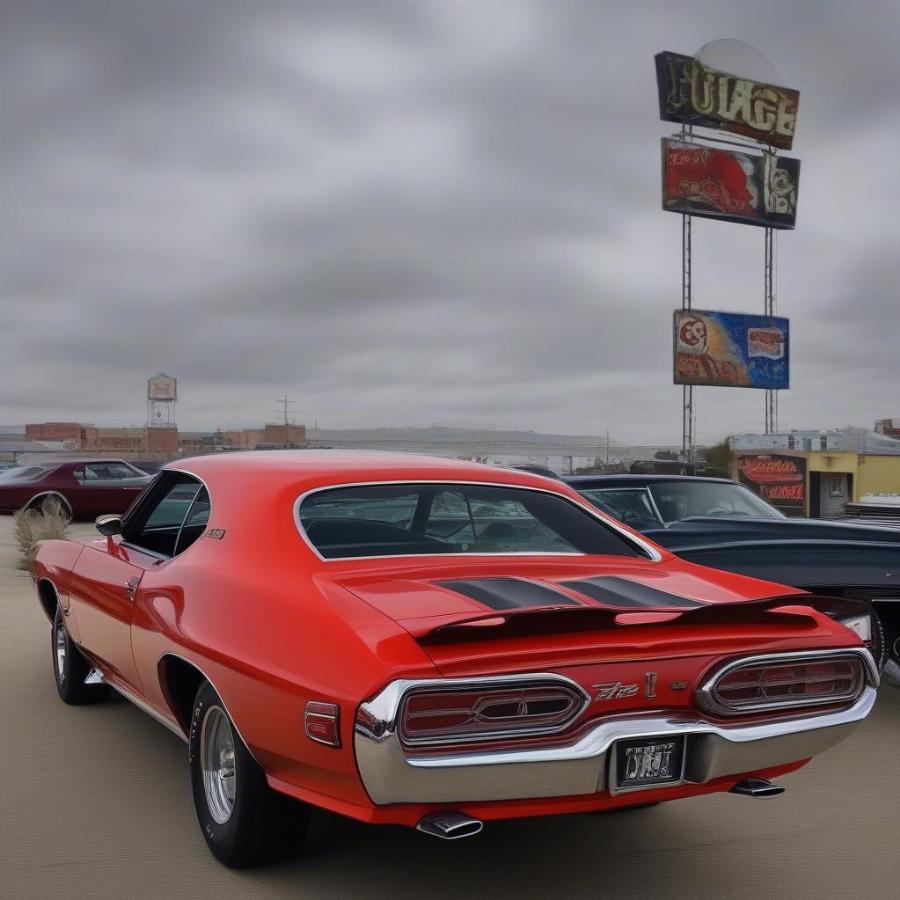 1969 Pontiac GTO Judge Rear View Displaying Classic Muscle Car Styling