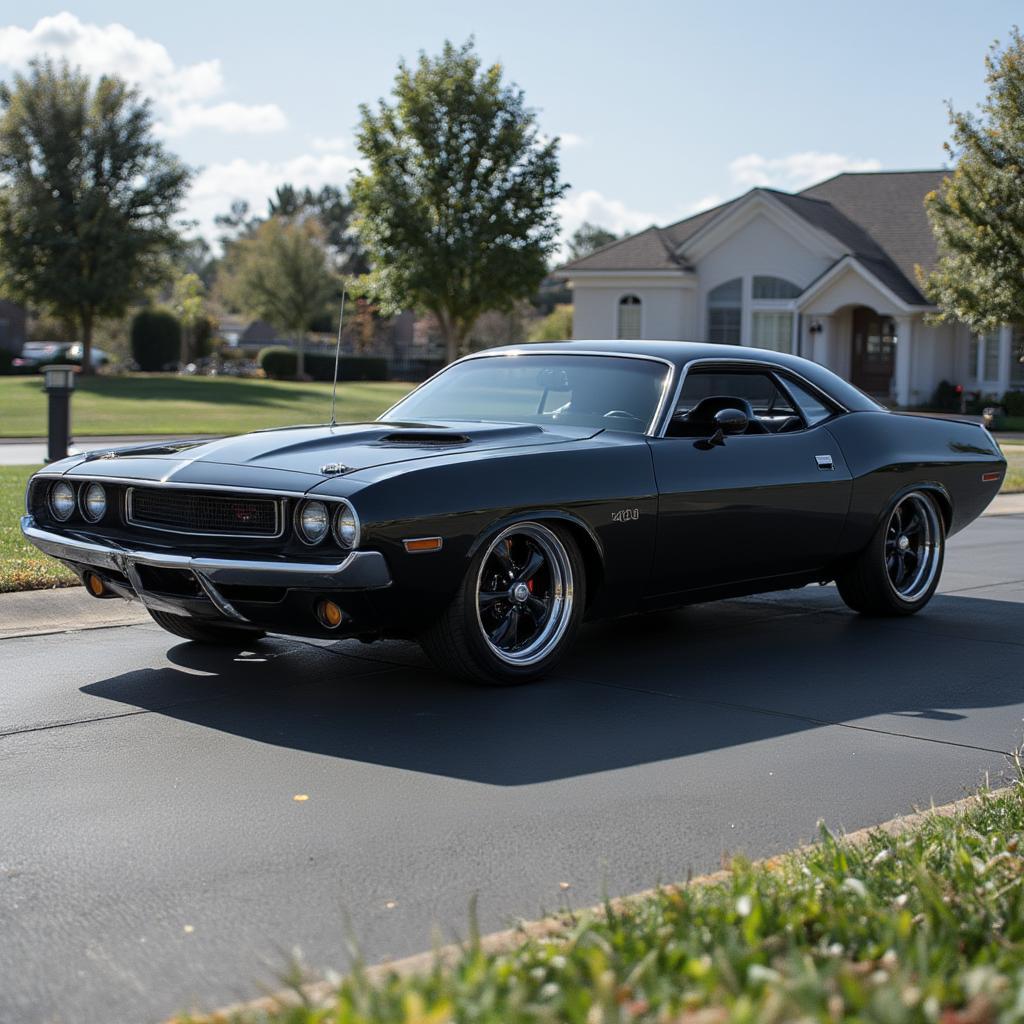 1970 Dodge Challenger Black Exterior Design in Classic Muscle Car Style