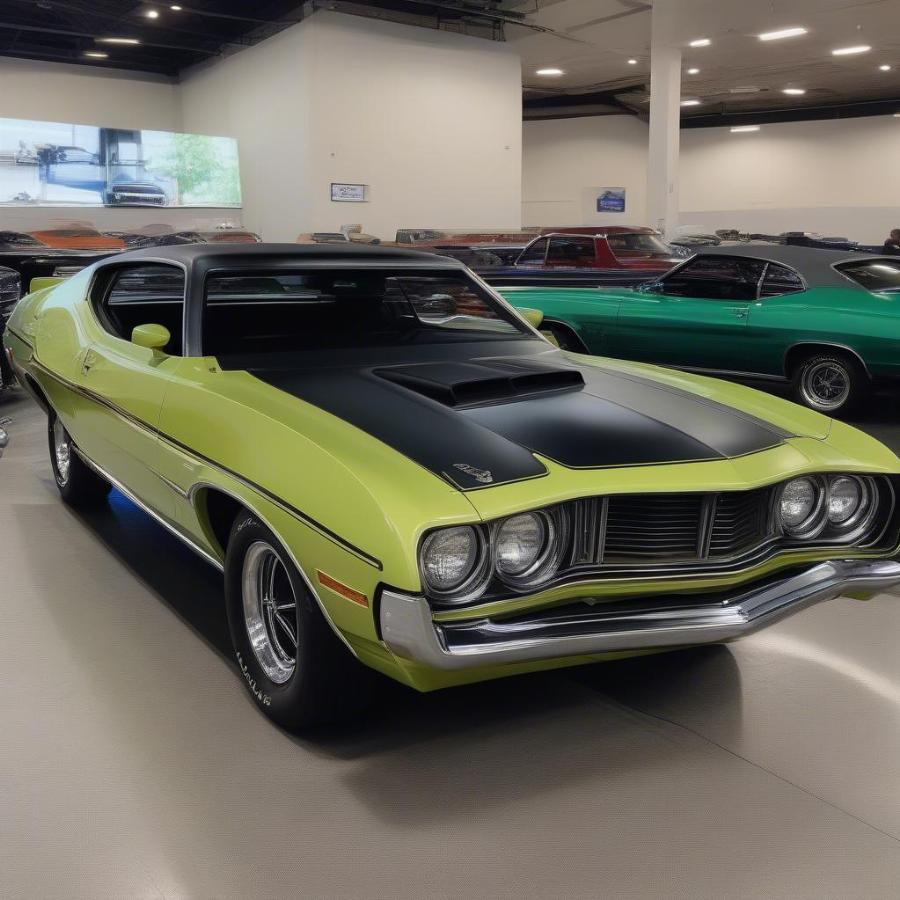 Restored 1971 Ford Torino GT Displayed at a Car Show