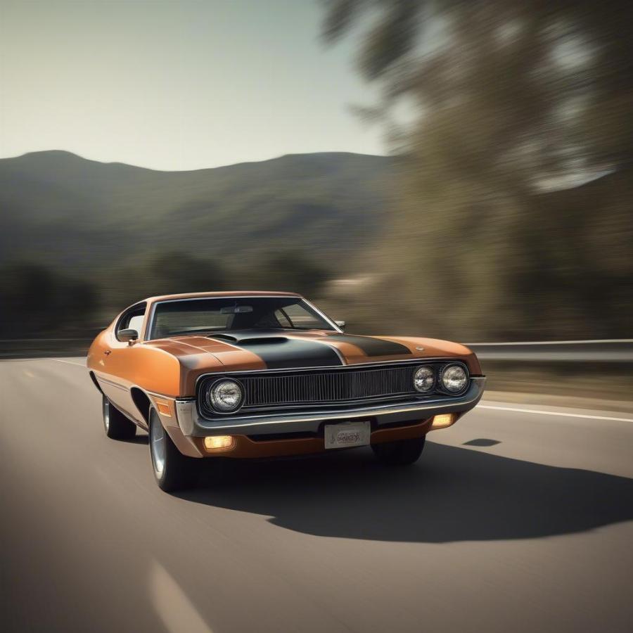 1971 Ford Torino GT Cruising on an Open Road