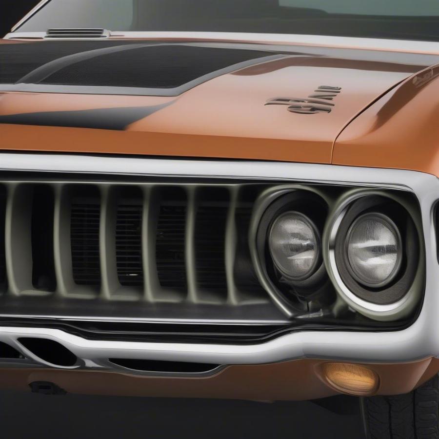 1971 Plymouth Hemi Cuda Front Grille: Showcasing the iconic grille design of this classic muscle car.