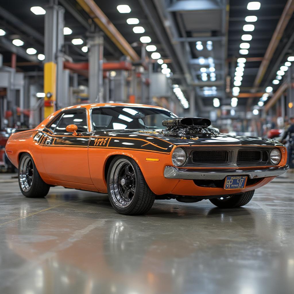 1971 Plymouth Hemi Cuda side profile, showing its iconic lines and aggressive stance