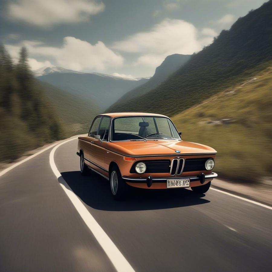 1972 BMW 2002 Driving on a Scenic Mountain Road