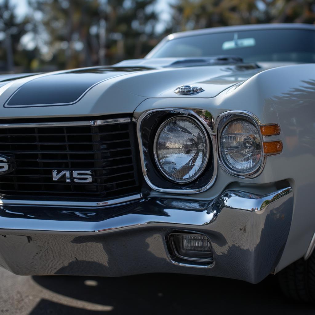 1973 Chevelle SS 454 iconic front grille and headlight detail