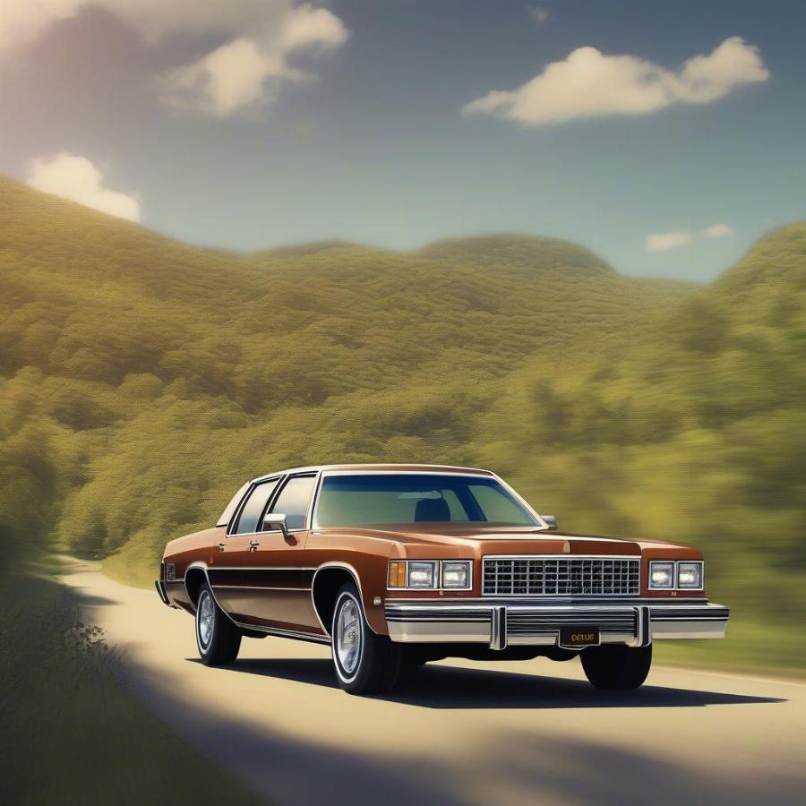 1975 Chevrolet Caprice Driving on a Scenic Road