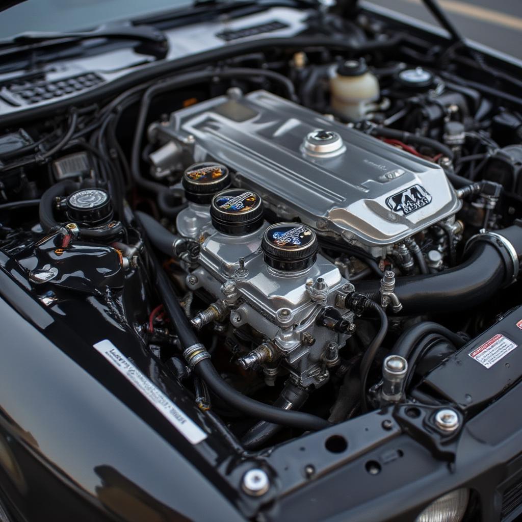 Close up of a clean BMW E30 M3 engine bay