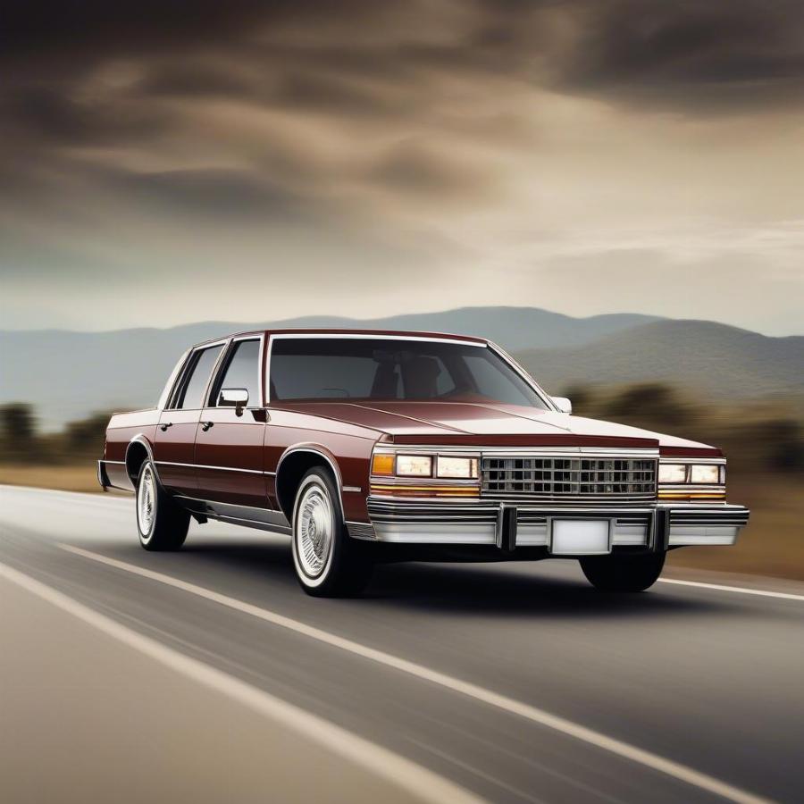 1990 Chevrolet Caprice cruising down a scenic road.