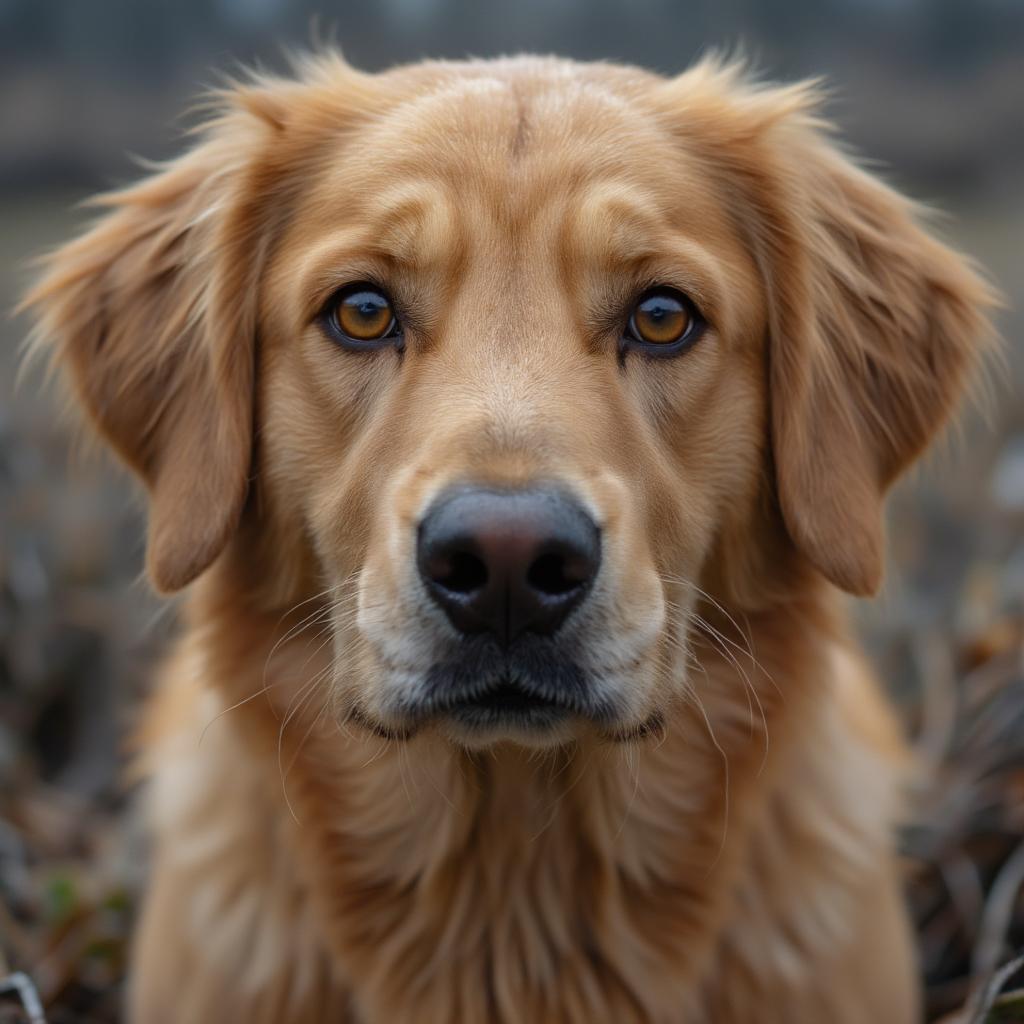 loyal dog looking up