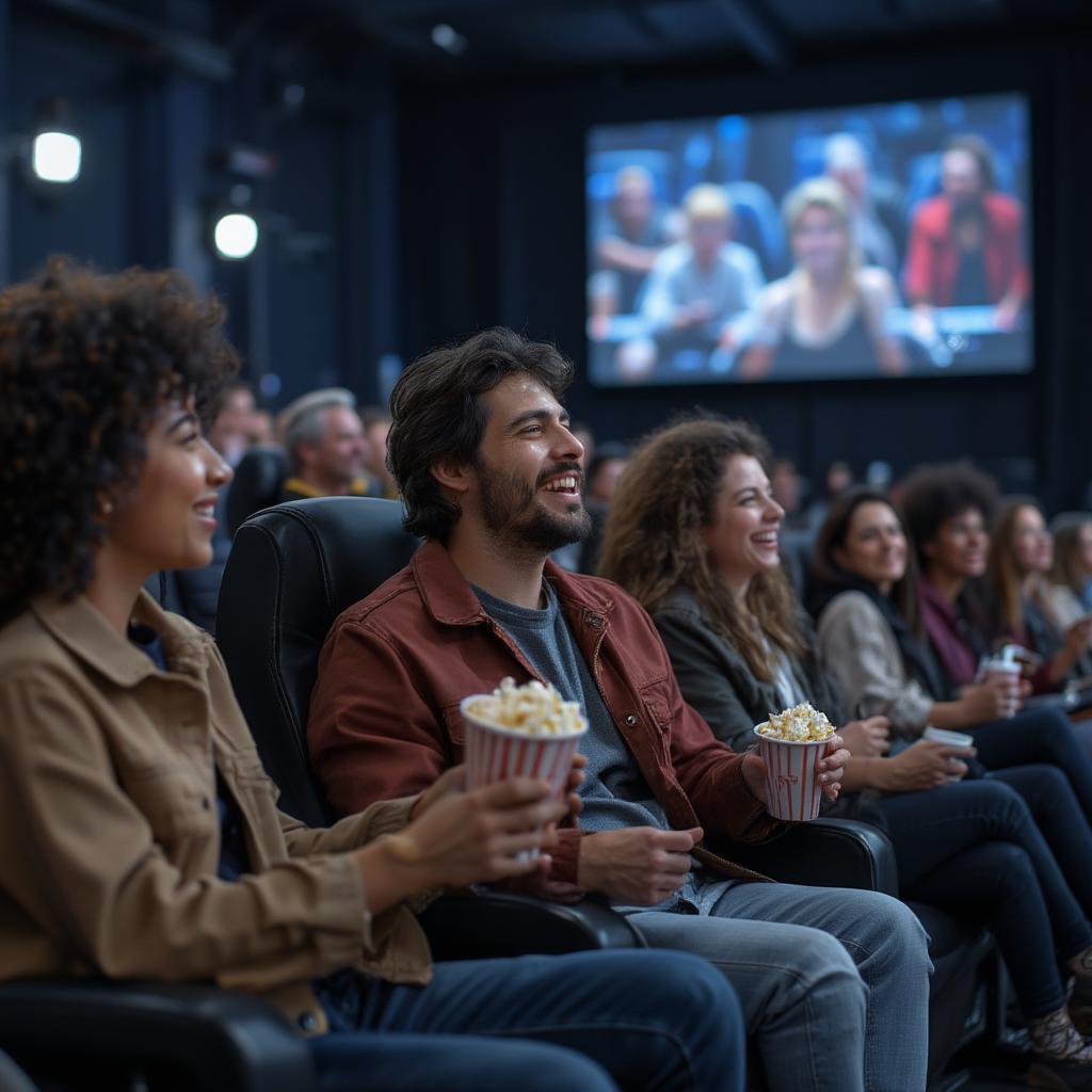 Diverse Cinephiles Enjoying Movie