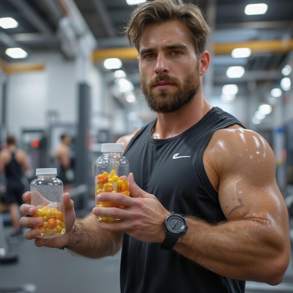 active men taking vitamins