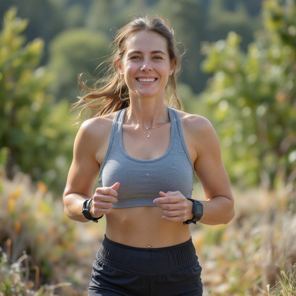 woman running outdoors enjoying exercise