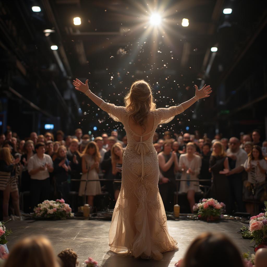 Actress Taking a Bow on Stage After Performance