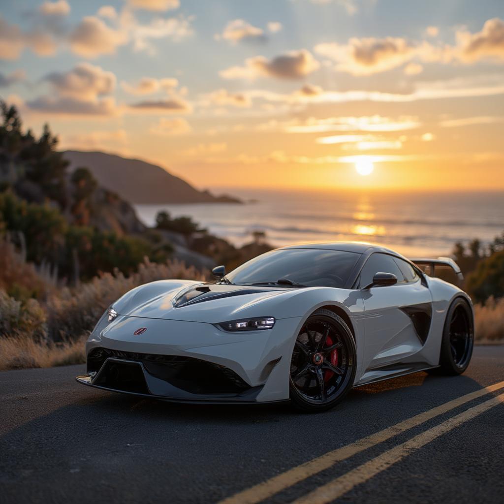 Acura NSX on Coastal Road at Sunset