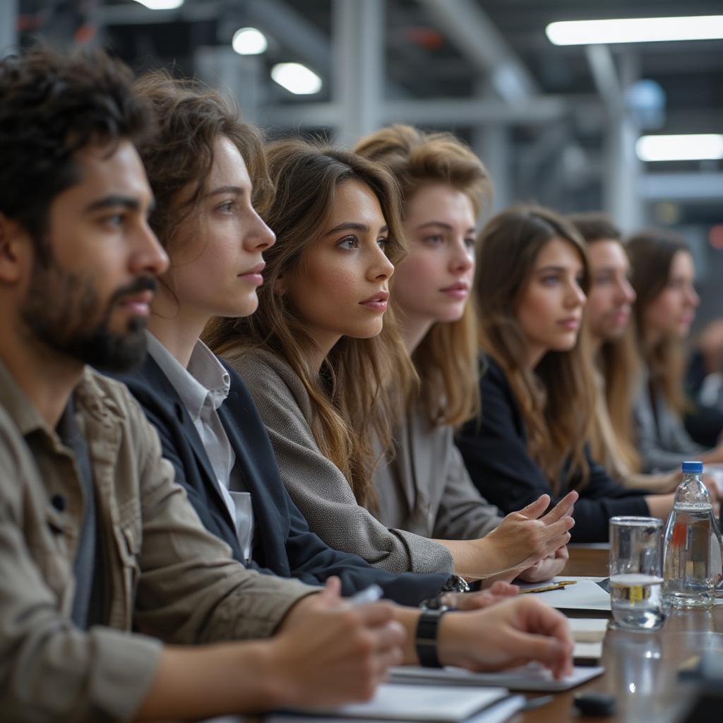 A diverse group of individuals discussing the ethical future of AI