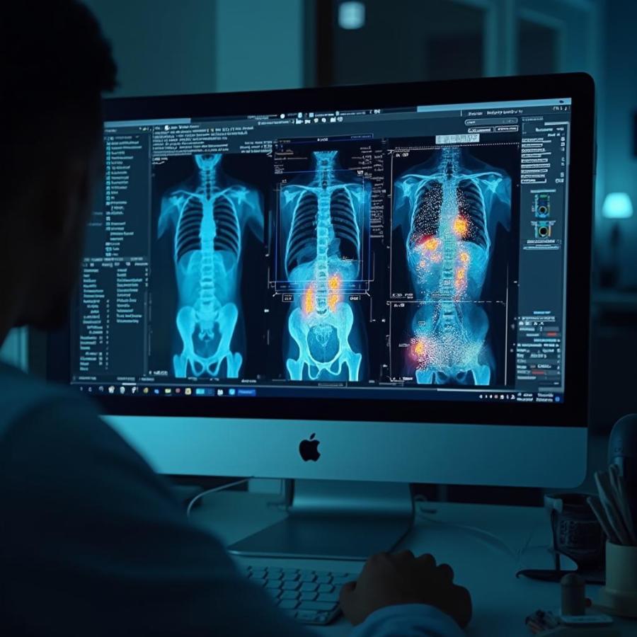 AI-powered diagnostic tool analyzing medical images for anomalies