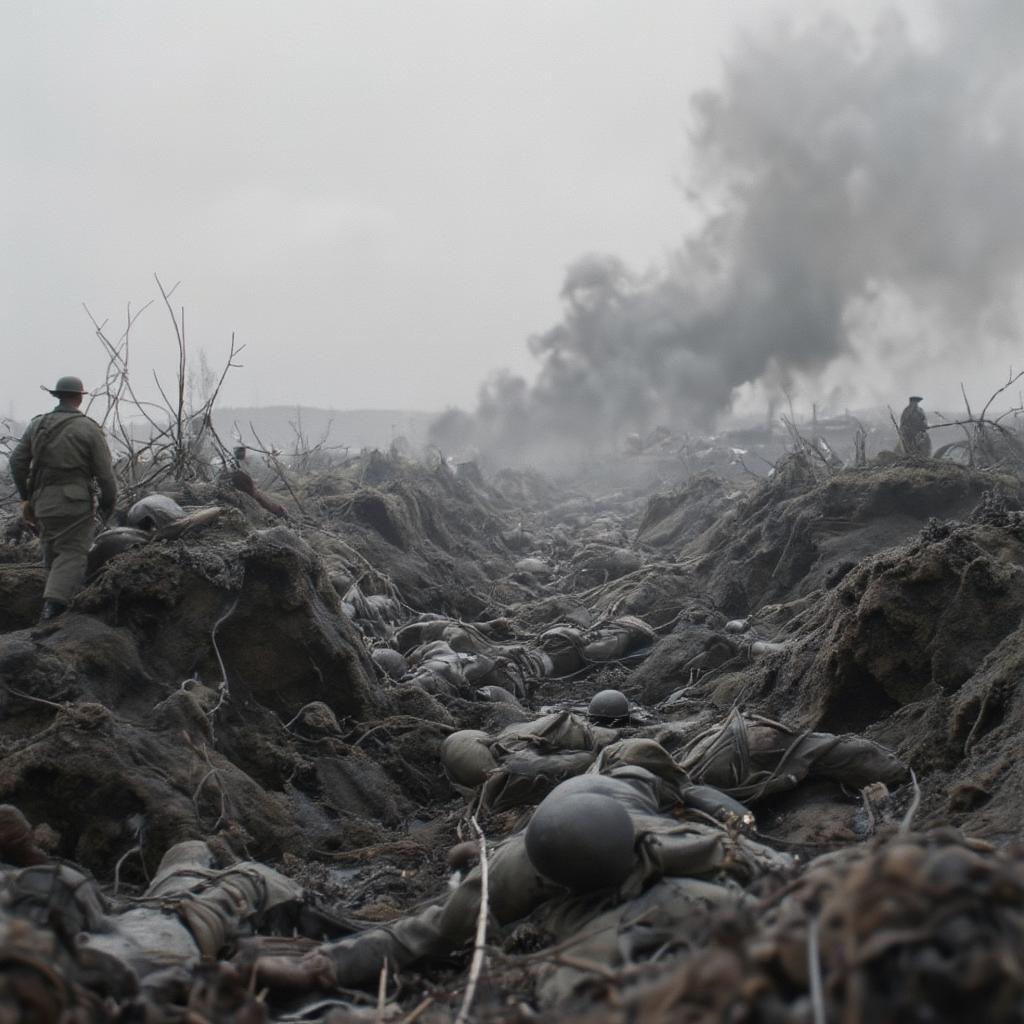 Soldiers in No Man's Land in All Quiet on the Western Front, best WW1 film.