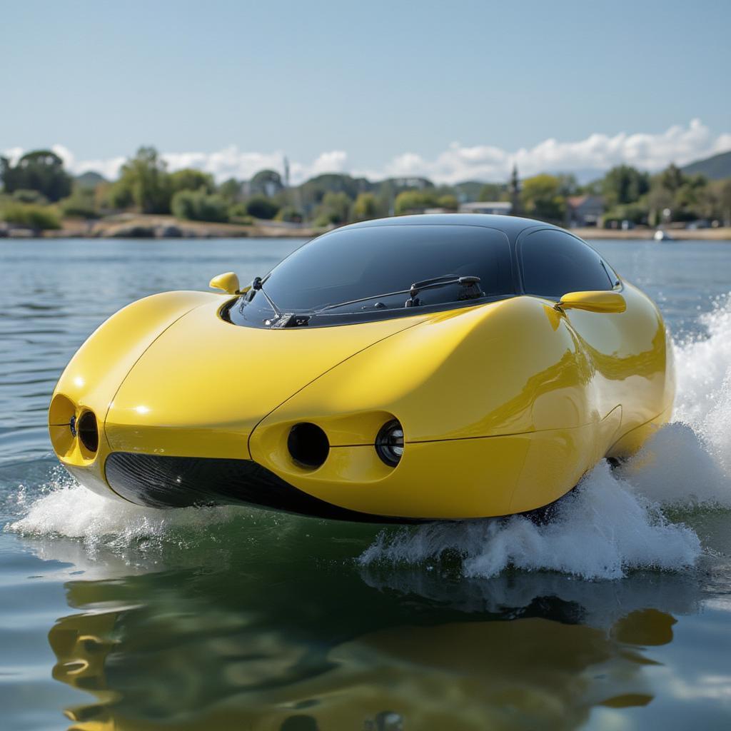 amphibious car driving in water