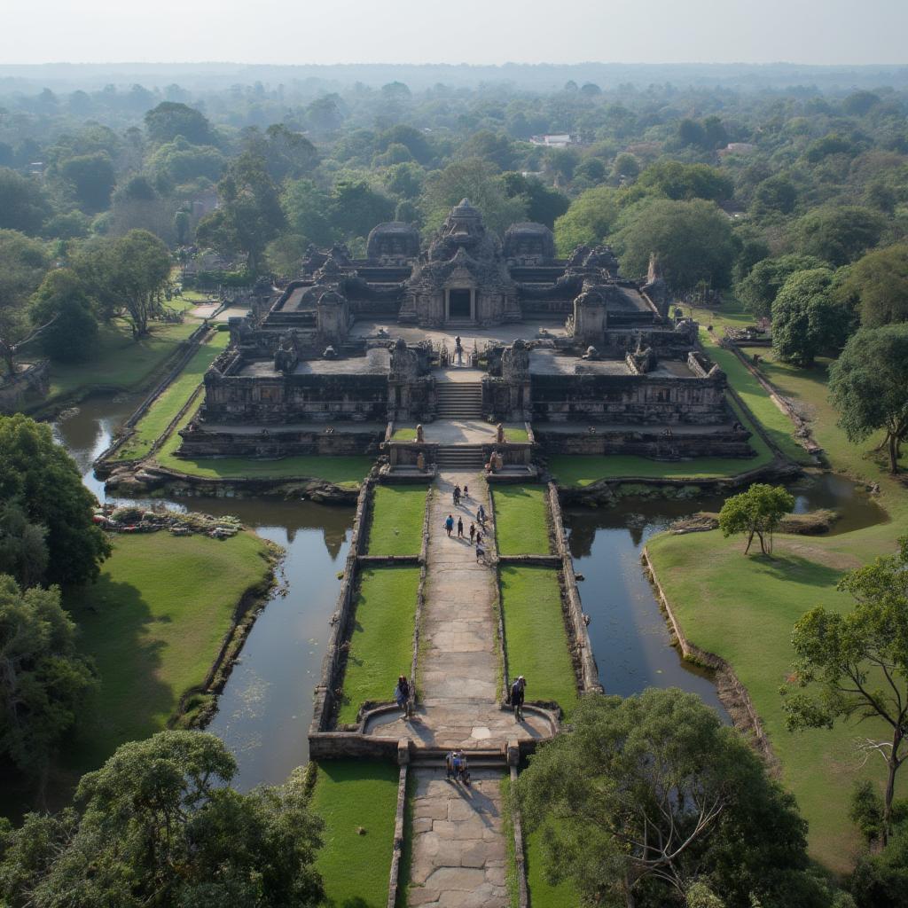 angkor wat temple complex aerial view