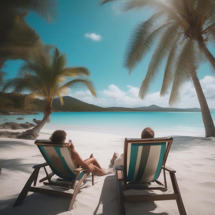 Relaxing on a pristine beach in Antigua