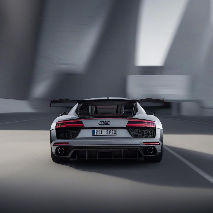 Audi R8 GT RWD 2023 Rear Profile Showing Carbon Fiber Wing