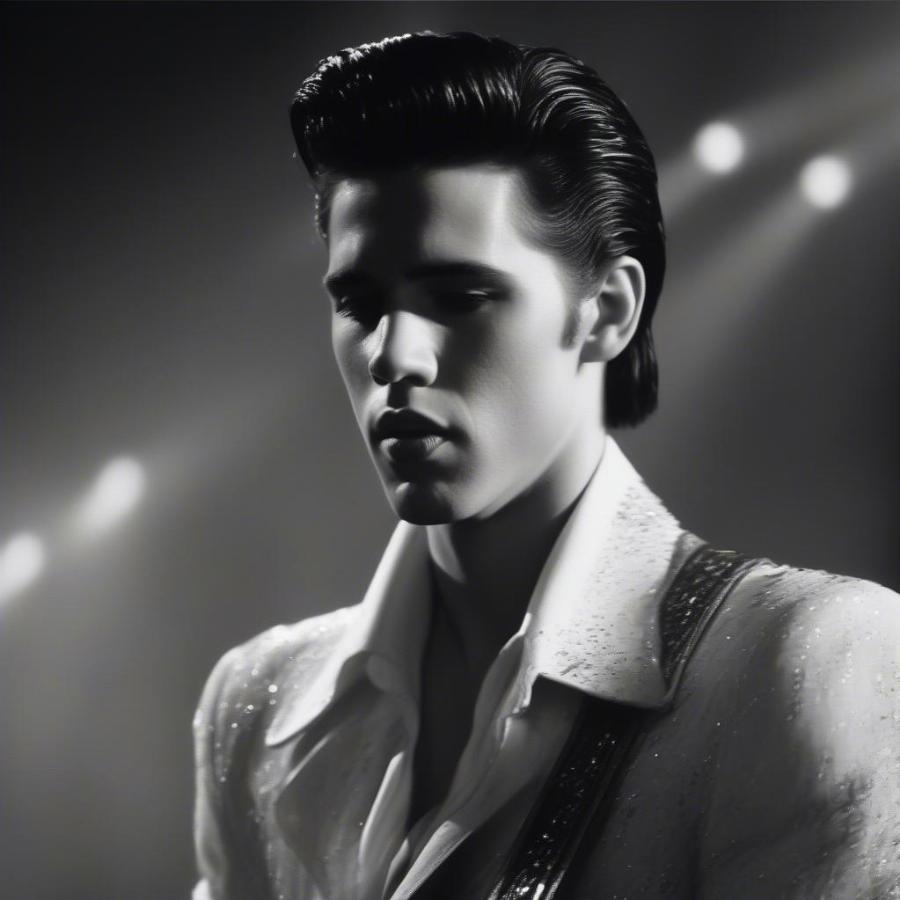 Austin Butler as Elvis in an emotional performance scene from the movie.