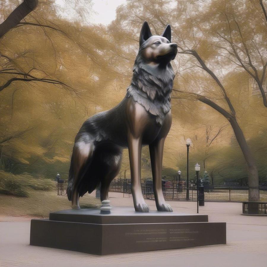 The Balto statue in Central Park, a tribute to the canine hero of the 1925 serum run