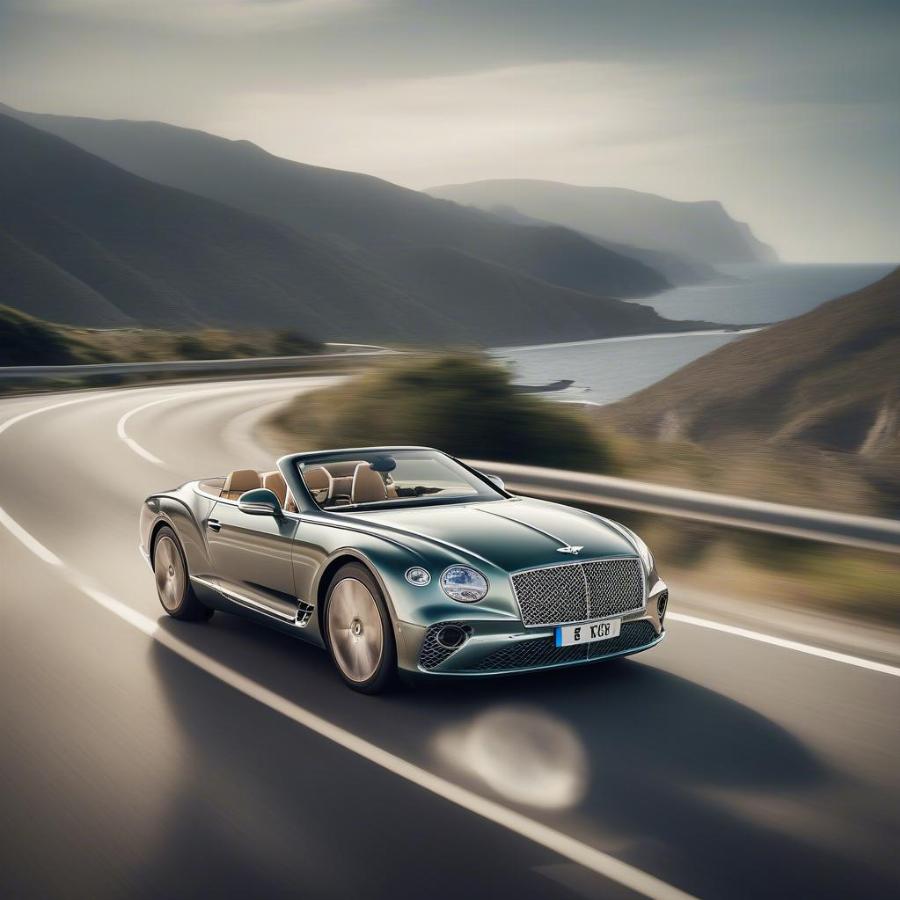 Bentley Continental GT on Scenic Road: Capturing the thrill of driving this luxurious car in a beautiful setting