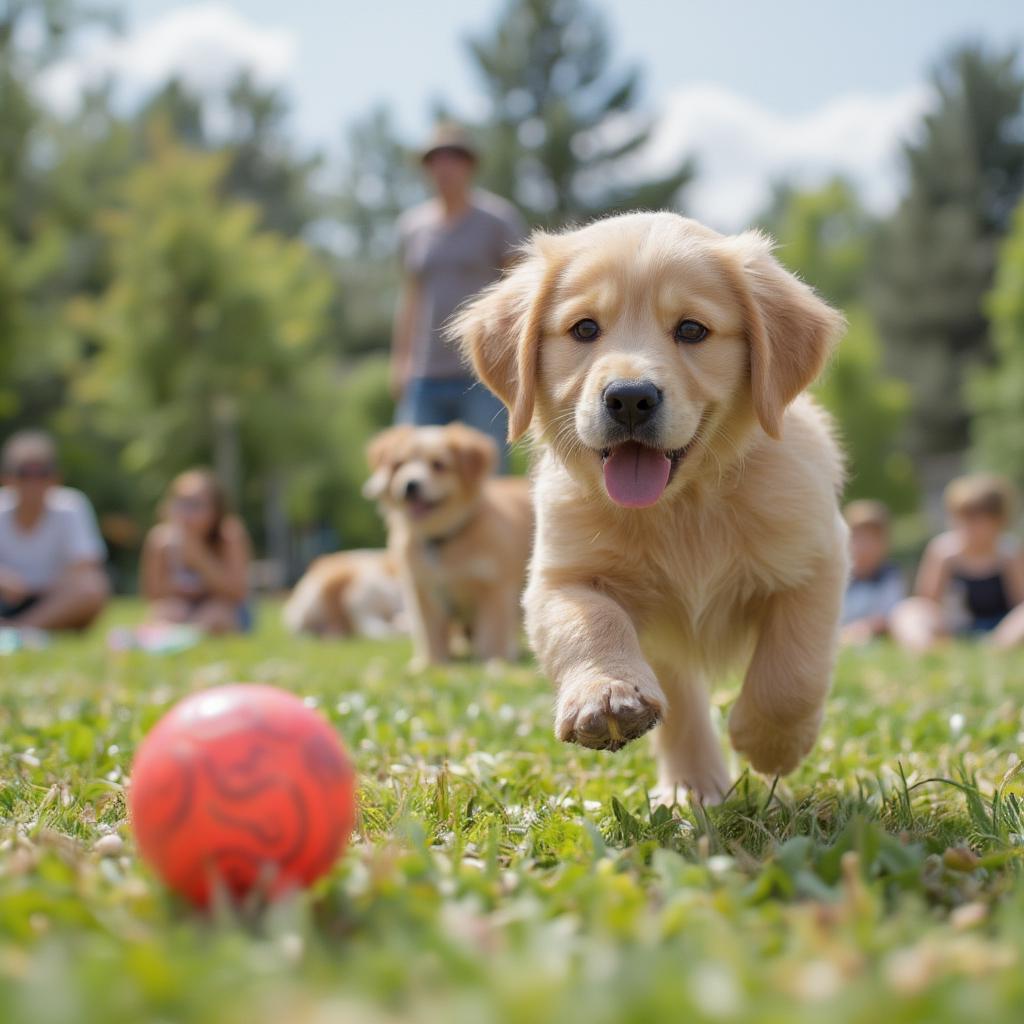 Big Puppy Playing Fetch in the Park