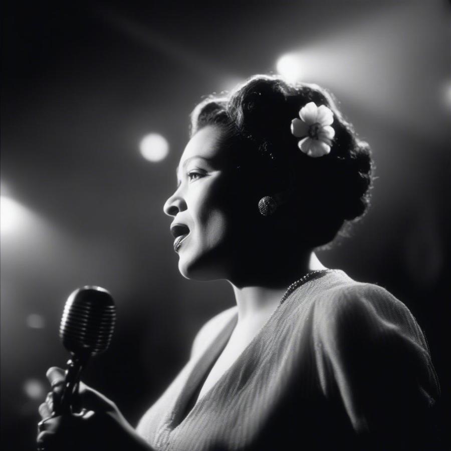 Billie Holiday Singing Jazz in a 1940s Nightclub