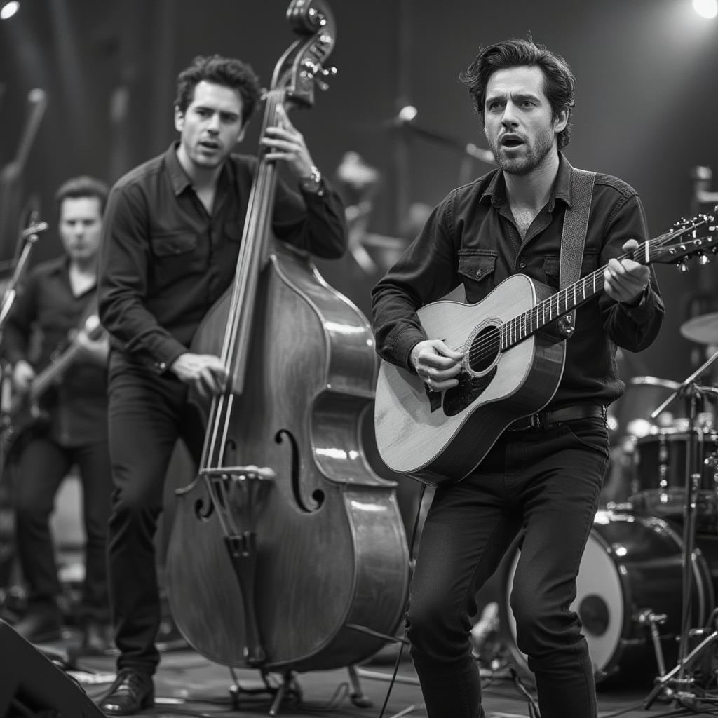 Early rock and roll performance captured in black and white