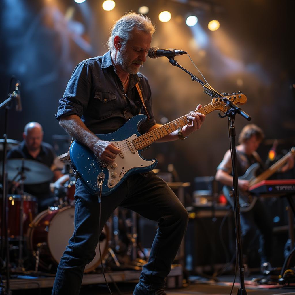 blues rock band performing on stage