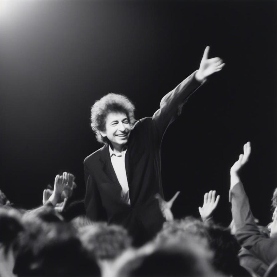 Bob Dylan acknowledging his fans after a 1990 performance