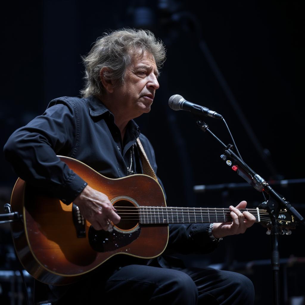 bob dylan playing knockin on heavens door on his acoustic guitar