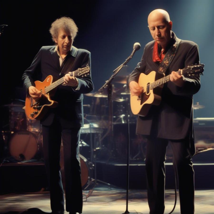 Bob Dylan and Mark Knopfler on Stage