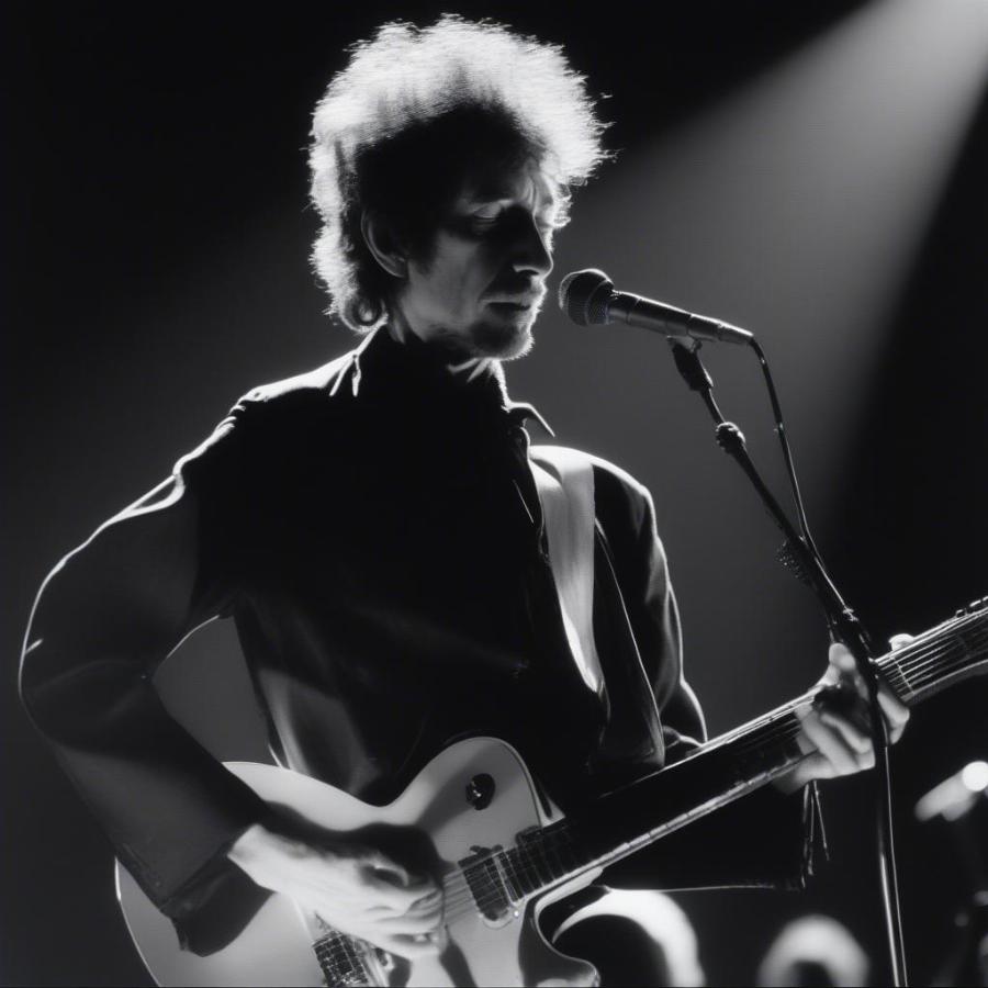 Bob Dylan performing live during his Never-Ending Tour in 1990