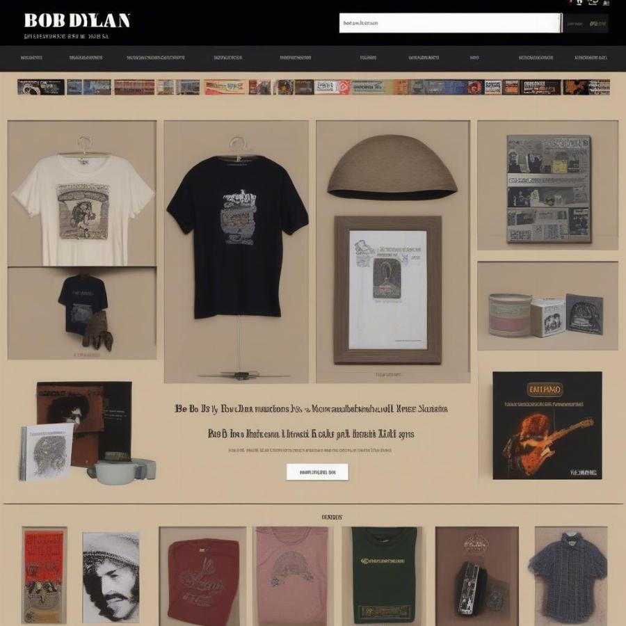 Bob Dylan Online Shop Merchandise Display