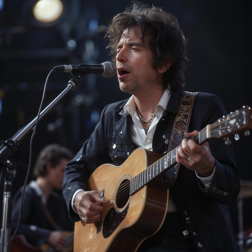 Bob Dylan performing an acoustic set during the Rolling Thunder Revue