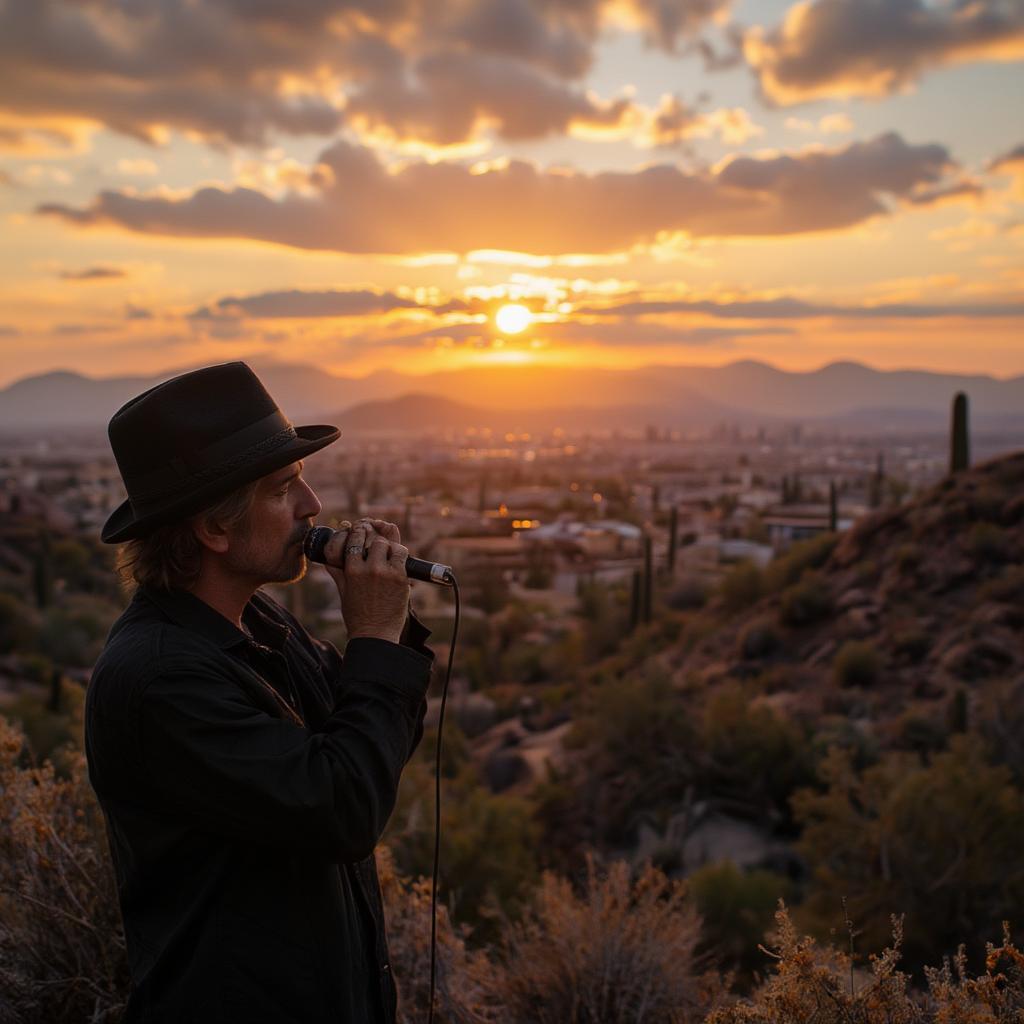 Bob Dylan's music against the backdrop of the Phoenix desert landscape