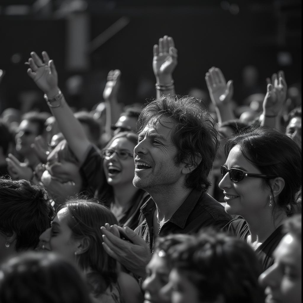 Bob Dylan fans cheering at a concert in Phoenix