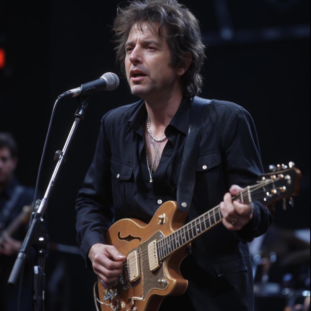 Bob Dylan performing at a live show