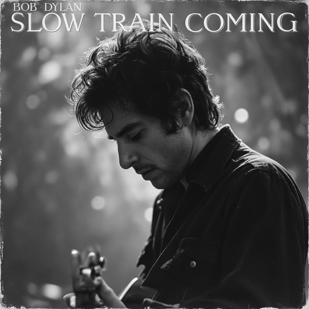 bob dylan slow train coming album cover with spiritual themes