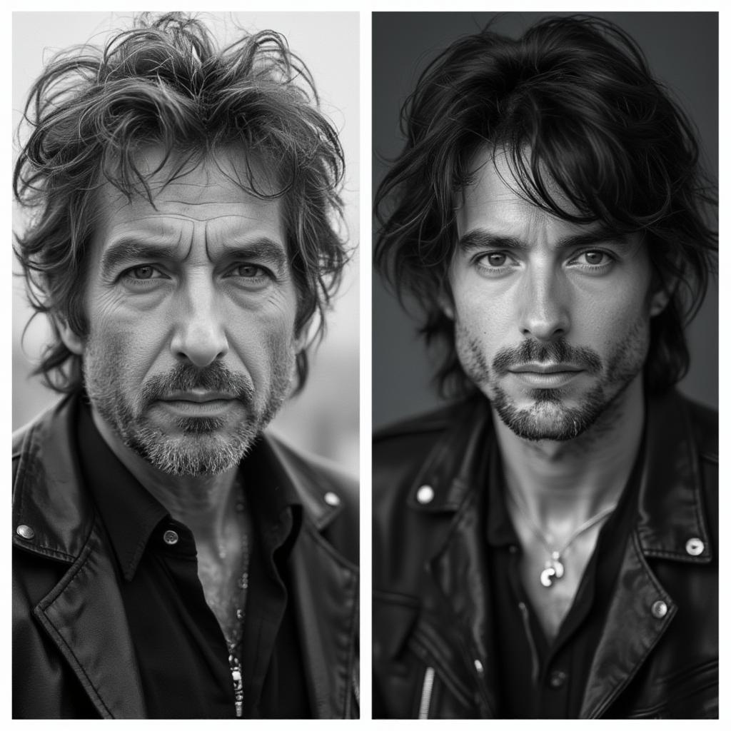 Black and White Portraits of Bob Dylan and Townes Van Zandt