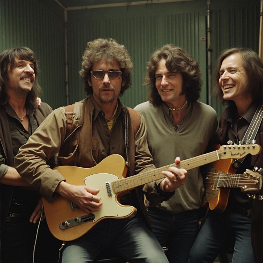 Bob Dylan with the Traveling Wilburys in 1987